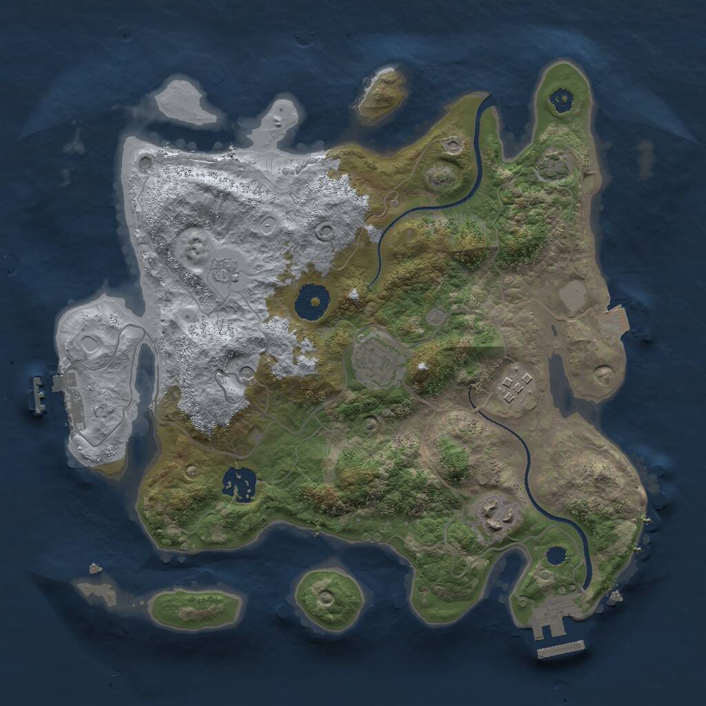 Rust Map: Procedural Map, Size: 3000, Seed: 2147483632, 10 Monuments
