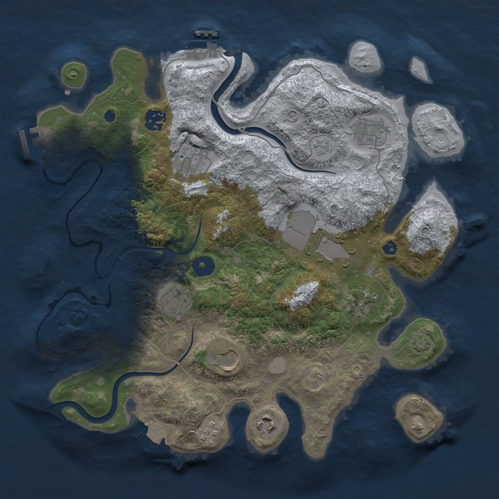 Rust Map: Procedural Map, Size: 3500, Seed: 789172719, 15 Monuments
