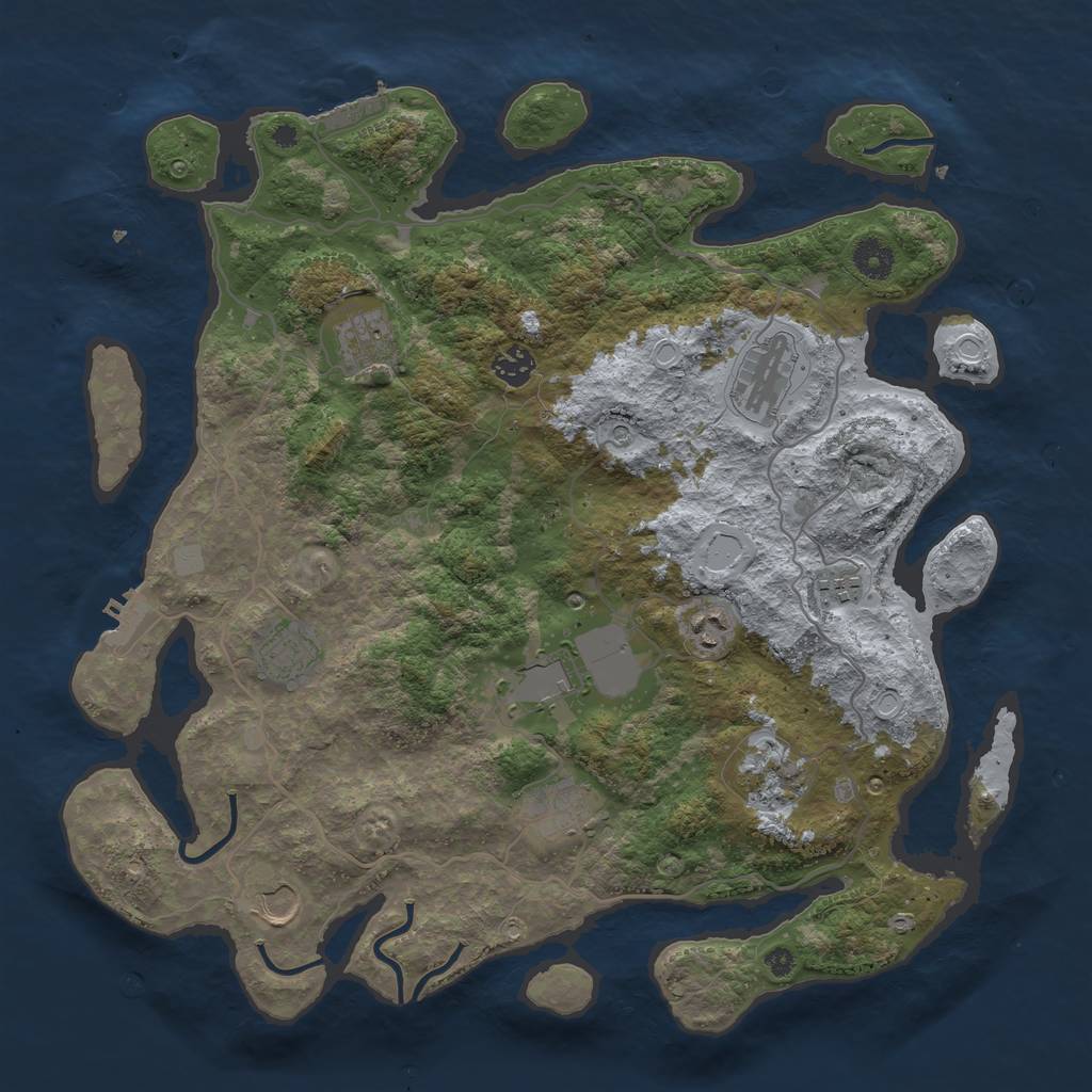 Rust Map: Procedural Map, Size: 4000, Seed: 340932, 16 Monuments