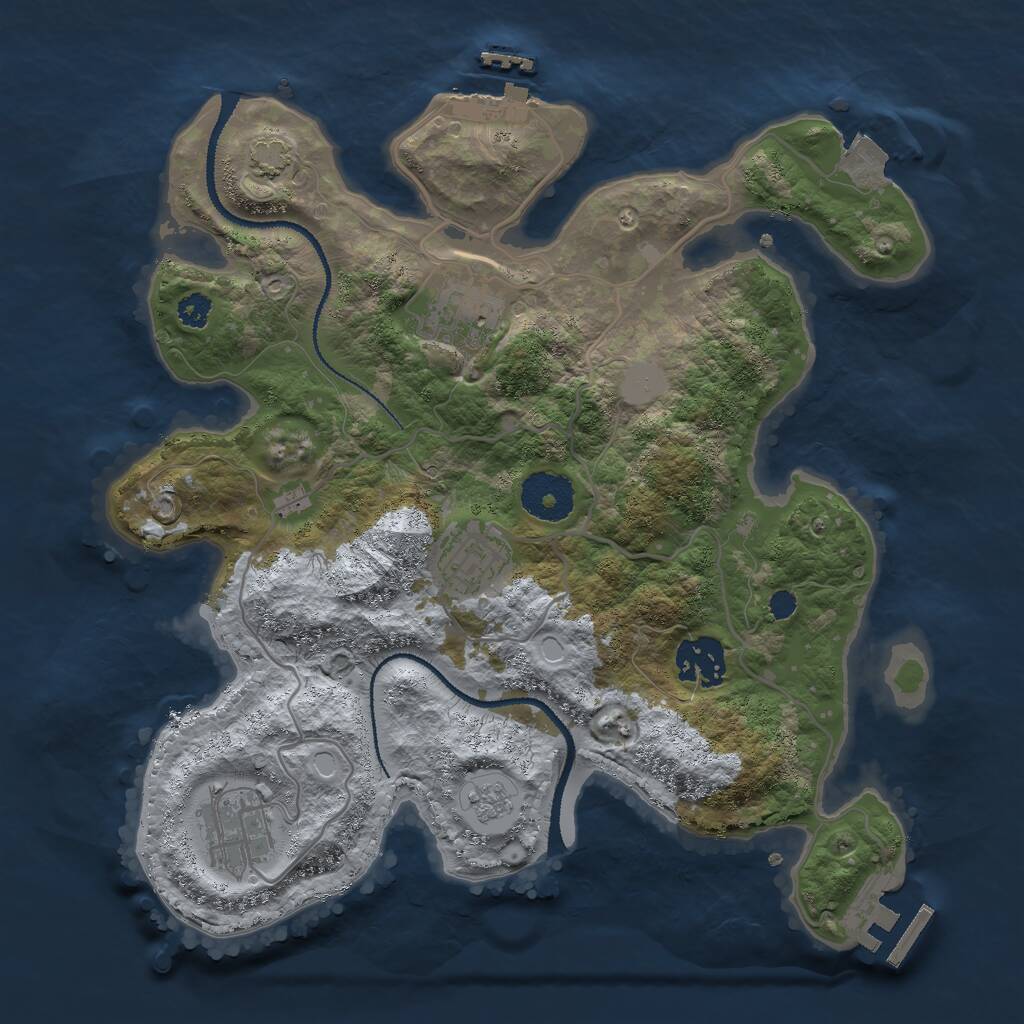 Rust Map: Procedural Map, Size: 3000, Seed: 5642879, 9 Monuments