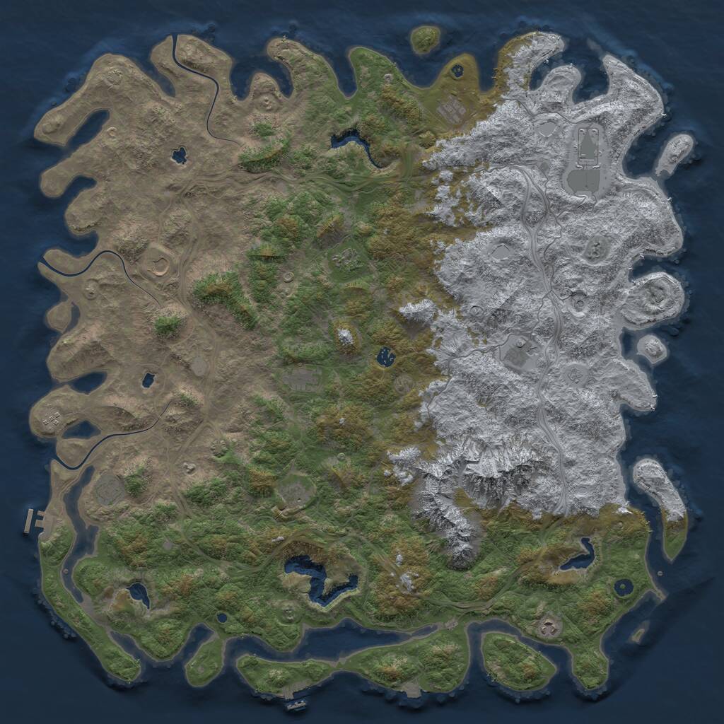 Rust Map: Procedural Map, Size: 6000, Seed: 50150, 17 Monuments