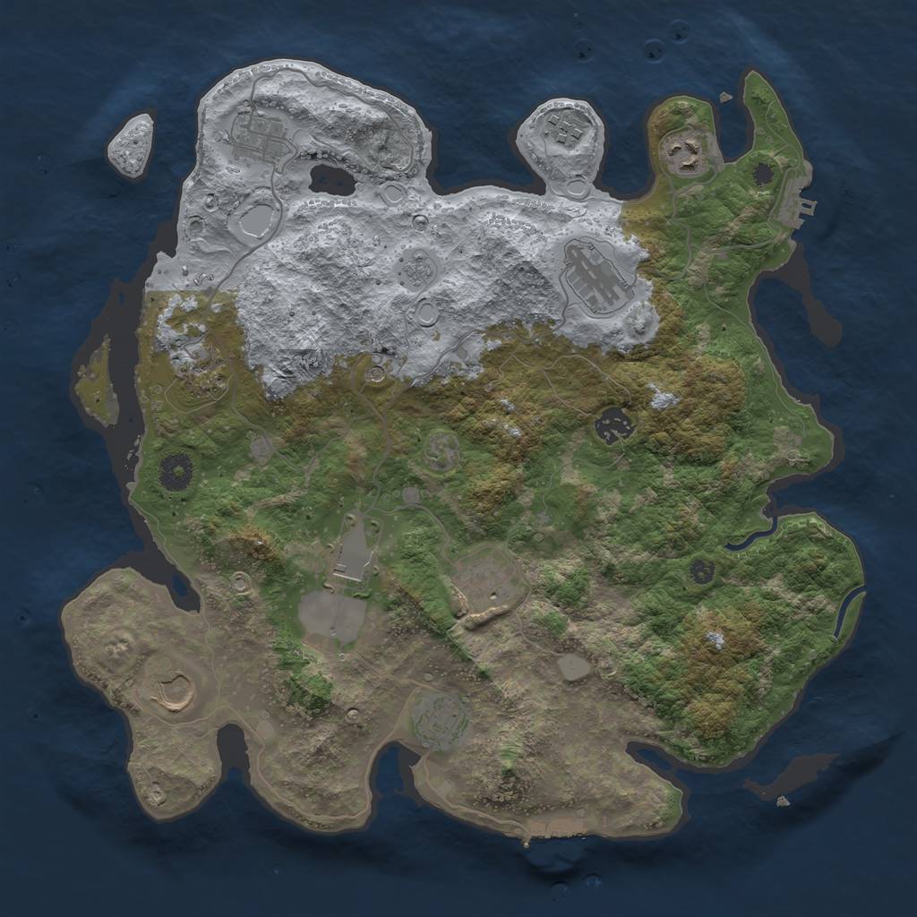 Rust Map: Procedural Map, Size: 3800, Seed: 110413810, 17 Monuments