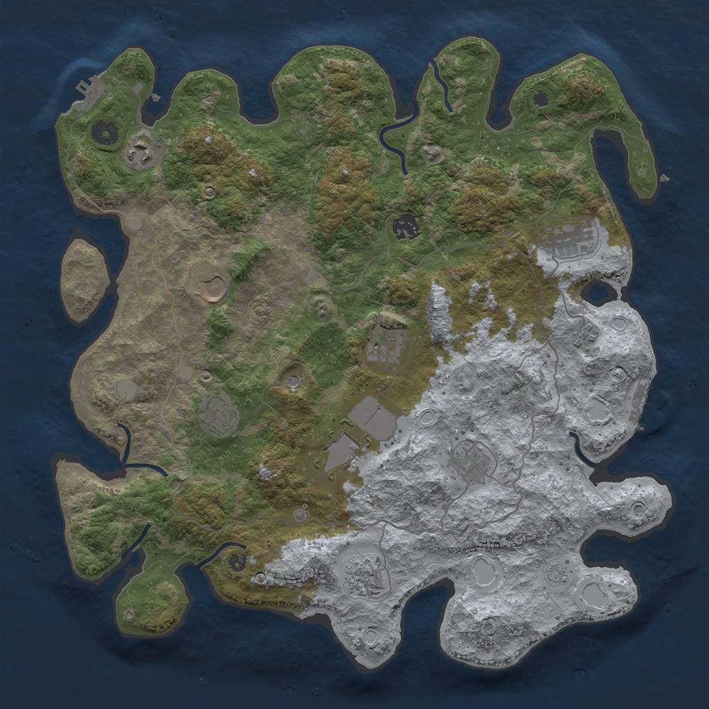Rust Map: Procedural Map, Size: 4000, Seed: 67091258, 17 Monuments