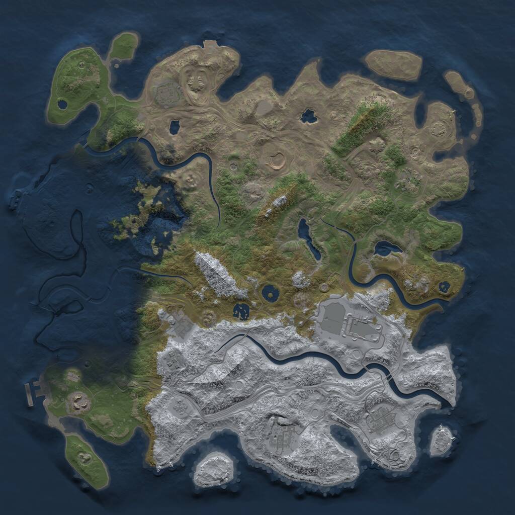Rust Map: Procedural Map, Size: 4500, Seed: 1349710011, 16 Monuments