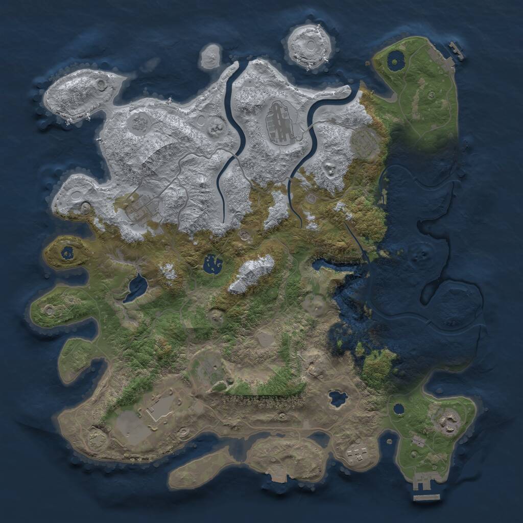 Rust Map: Procedural Map, Size: 4000, Seed: 230227, 14 Monuments