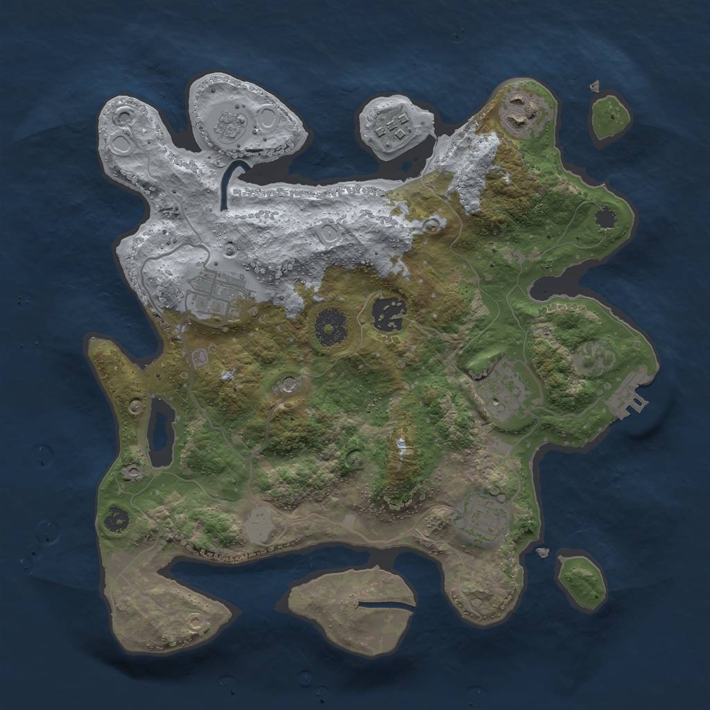Rust Map: Procedural Map, Size: 3000, Seed: 229393993, 12 Monuments