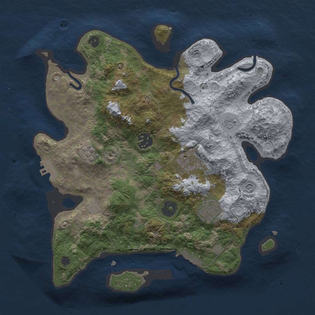 Rust Map: Procedural Map, Size: 3000, Seed: 77777330, 11 Monuments