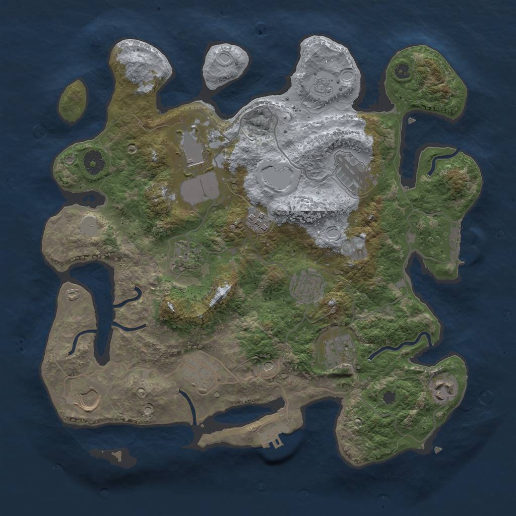 Rust Map: Procedural Map, Size: 3500, Seed: 2090015562, 16 Monuments
