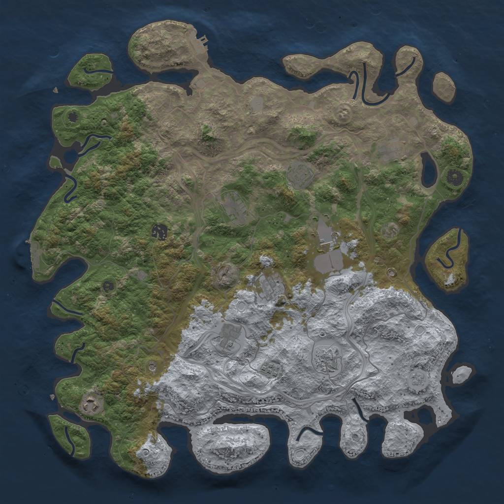Rust Map: Procedural Map, Size: 4500, Seed: 1349710015, 17 Monuments