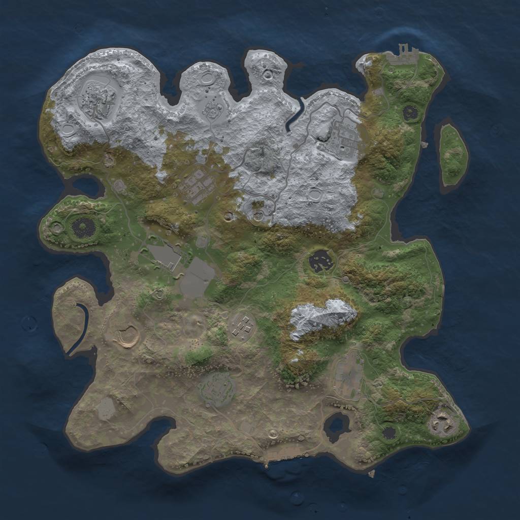 Rust Map: Procedural Map, Size: 3500, Seed: 1923750824, 17 Monuments
