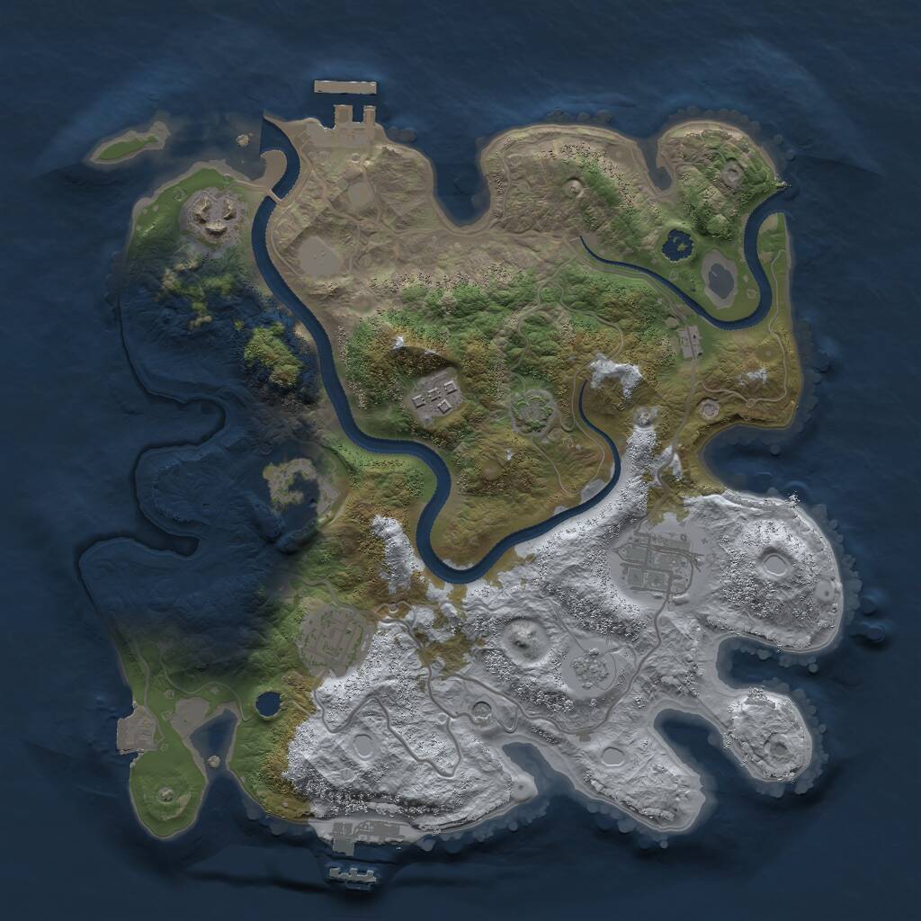 Rust Map: Procedural Map, Size: 3000, Seed: 1023849047, 11 Monuments