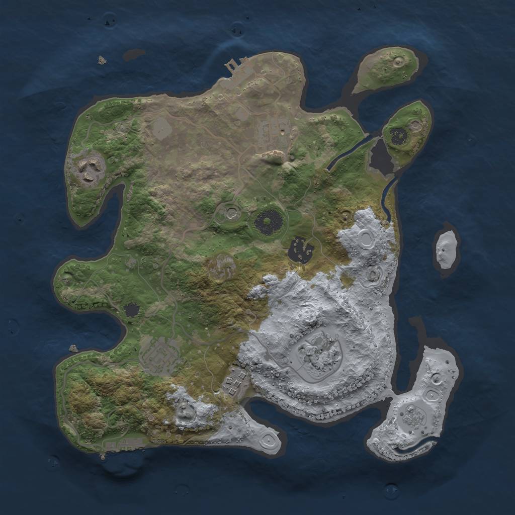 Rust Map: Procedural Map, Size: 3000, Seed: 1965934787, 13 Monuments