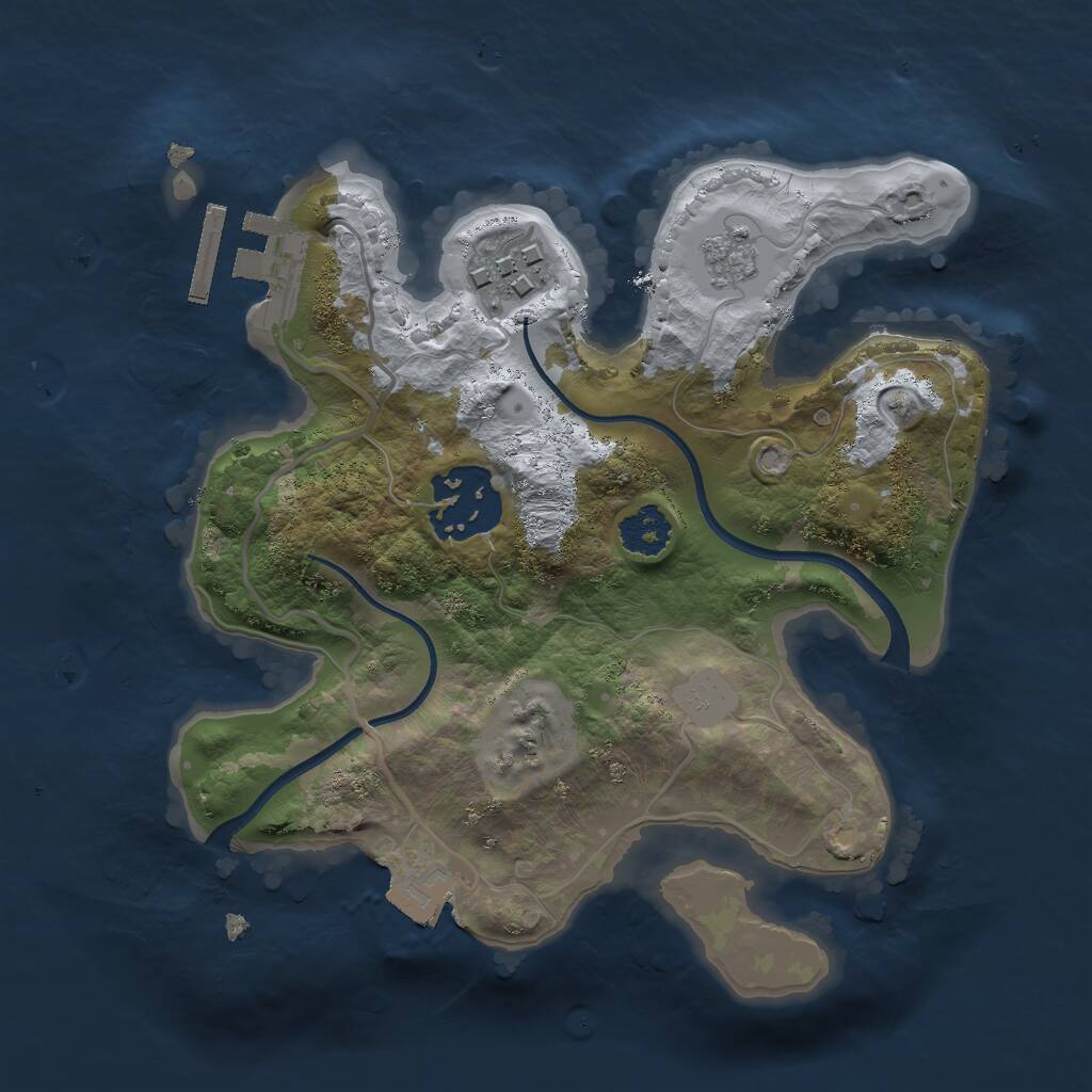 Rust Map: Procedural Map, Size: 2200, Seed: 314159230, 5 Monuments