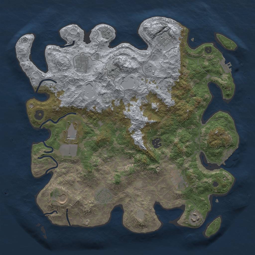 Rust Map: Procedural Map, Size: 3800, Seed: 824649275, 16 Monuments
