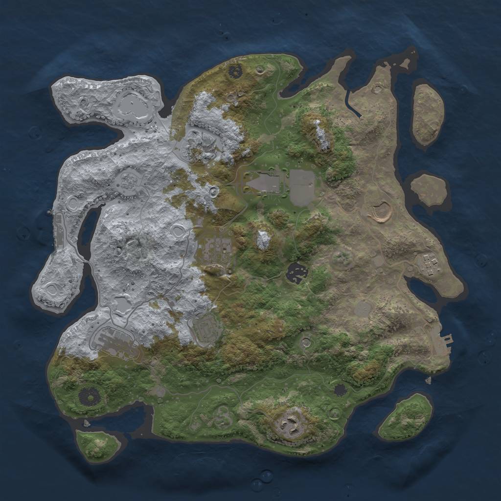Rust Map: Procedural Map, Size: 3600, Seed: 47356086, 16 Monuments