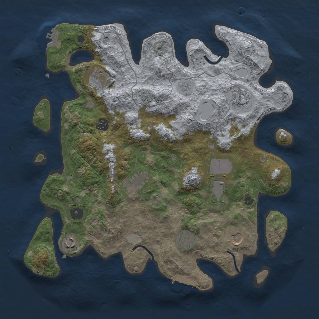 Rust Map: Procedural Map, Size: 3750, Seed: 343243, 16 Monuments