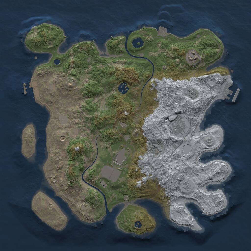 Rust Map: Procedural Map, Size: 3500, Seed: 678497, 11 Monuments
