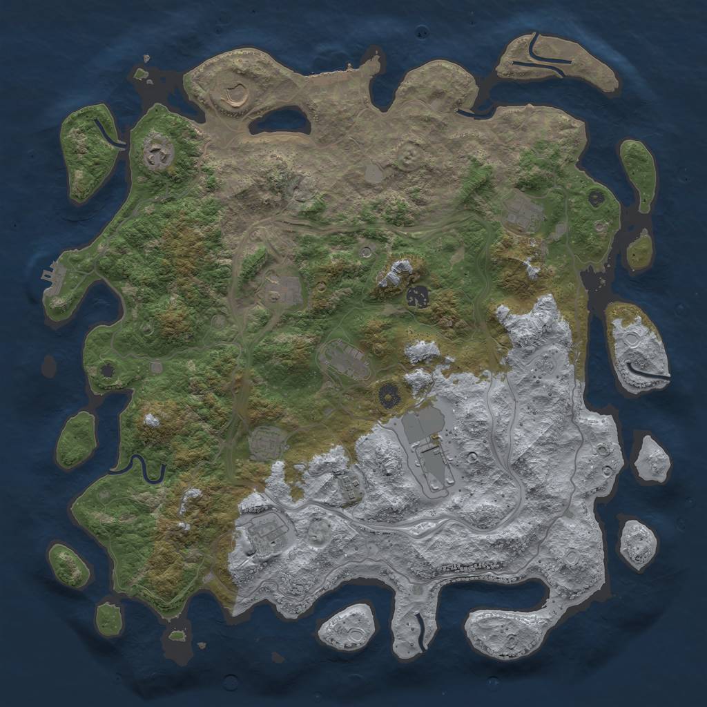 Rust Map: Procedural Map, Size: 4500, Seed: 24931881, 17 Monuments