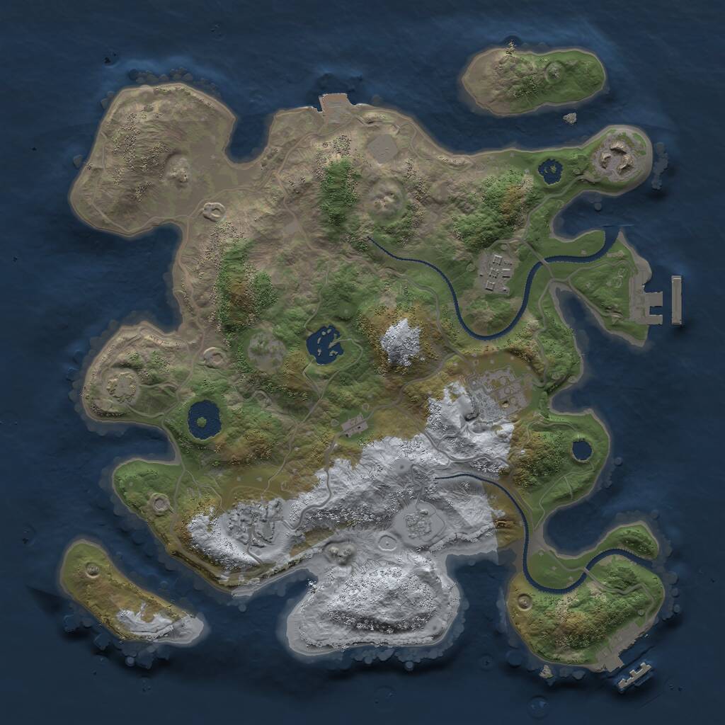 Rust Map: Procedural Map, Size: 3000, Seed: 27546, 10 Monuments