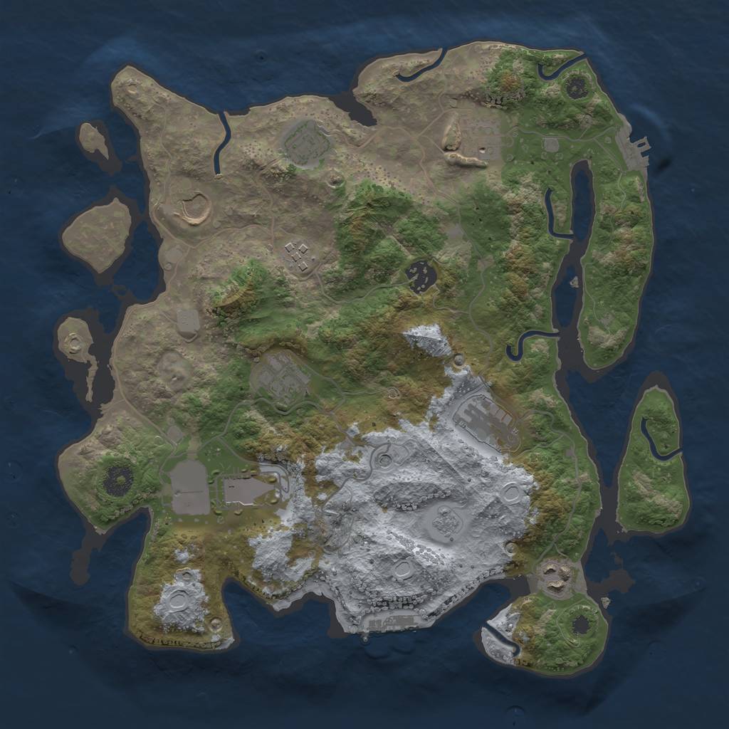 Rust Map: Procedural Map, Size: 3500, Seed: 27090223, 16 Monuments