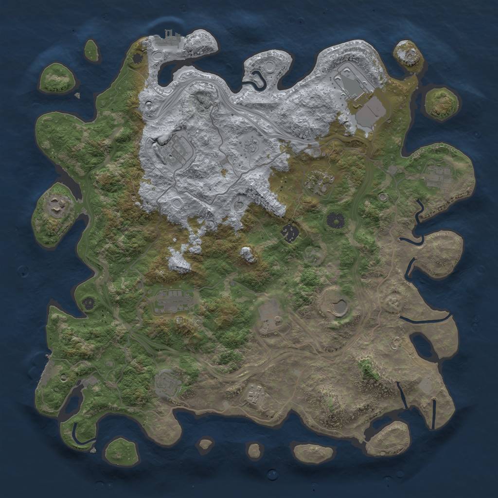 Rust Map: Procedural Map, Size: 4250, Seed: 393828120, 18 Monuments