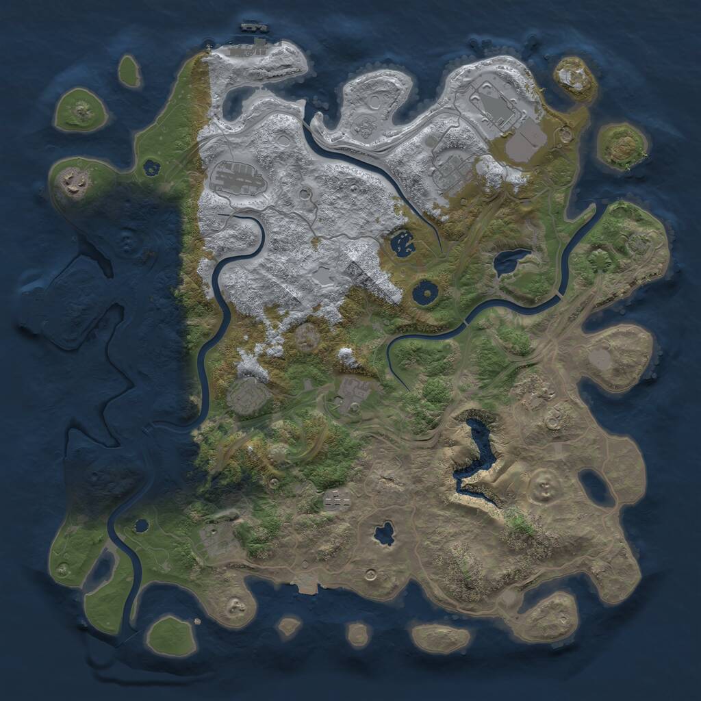 Rust Map: Procedural Map, Size: 4250, Seed: 393828120, 16 Monuments