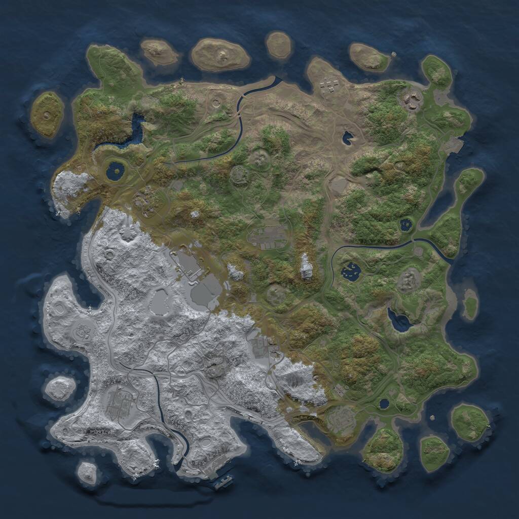 Rust Map: Procedural Map, Size: 4250, Seed: 2013326780, 14 Monuments