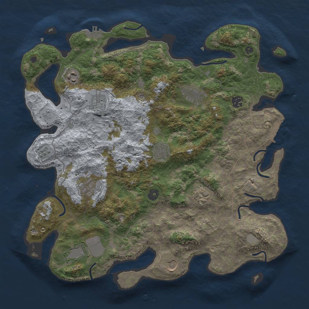 Rust Map: Procedural Map, Size: 4000, Seed: 6092002, 17 Monuments