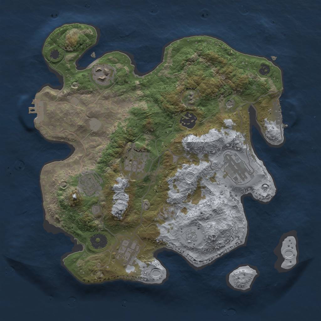Rust Map: Procedural Map, Size: 3000, Seed: 1735181870, 13 Monuments