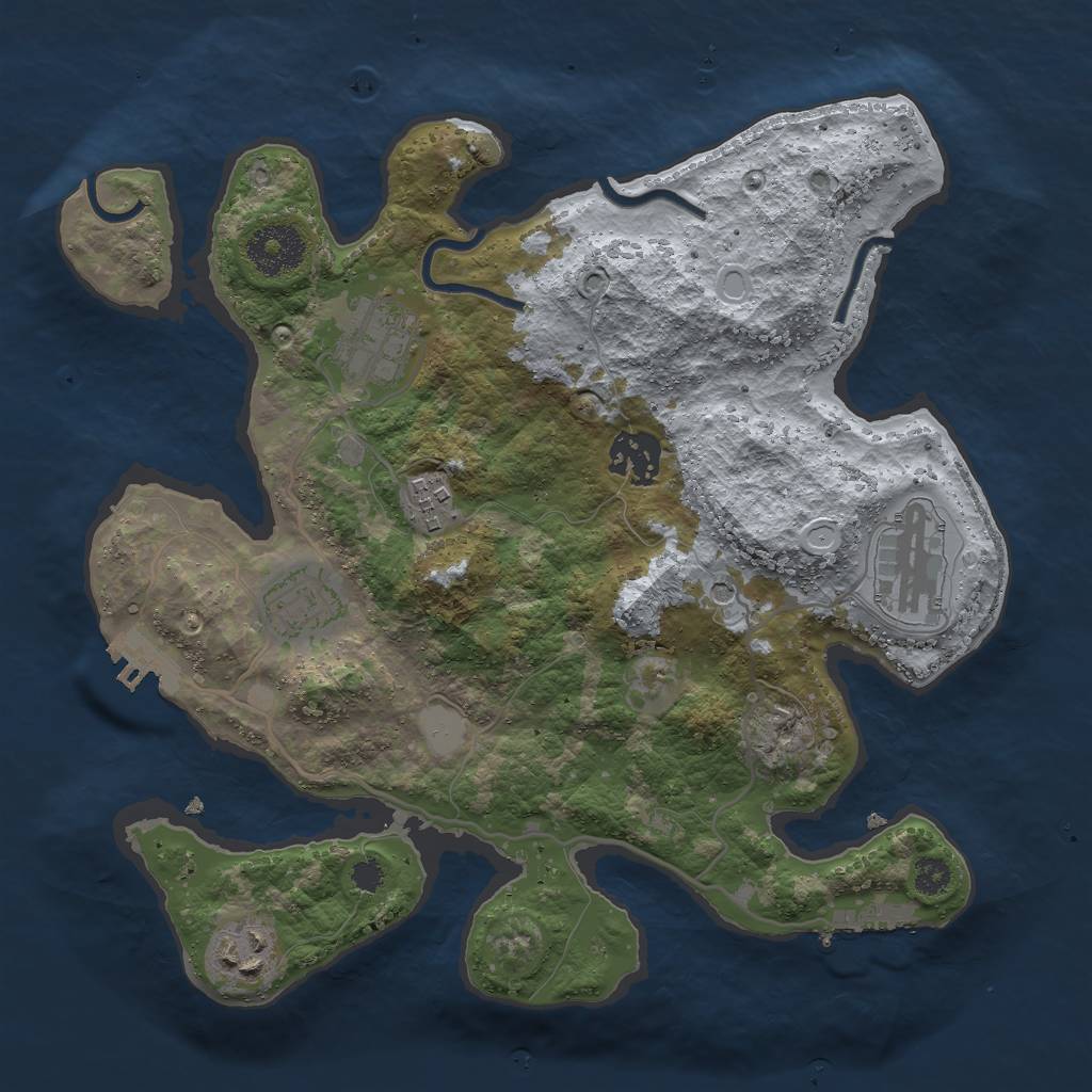 Rust Map: Procedural Map, Size: 3000, Seed: 688743490, 12 Monuments