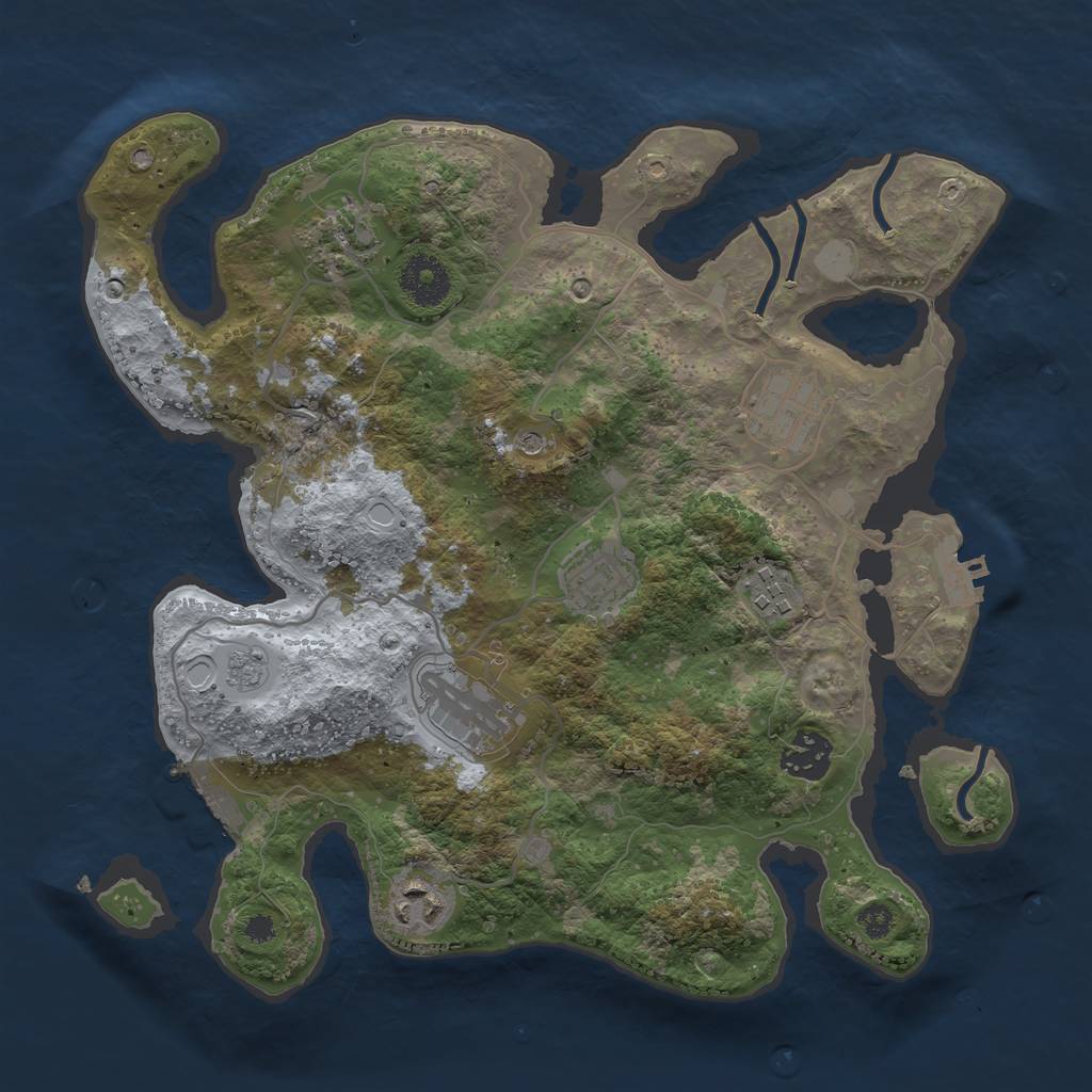 Rust Map: Procedural Map, Size: 3250, Seed: 1773916843, 14 Monuments