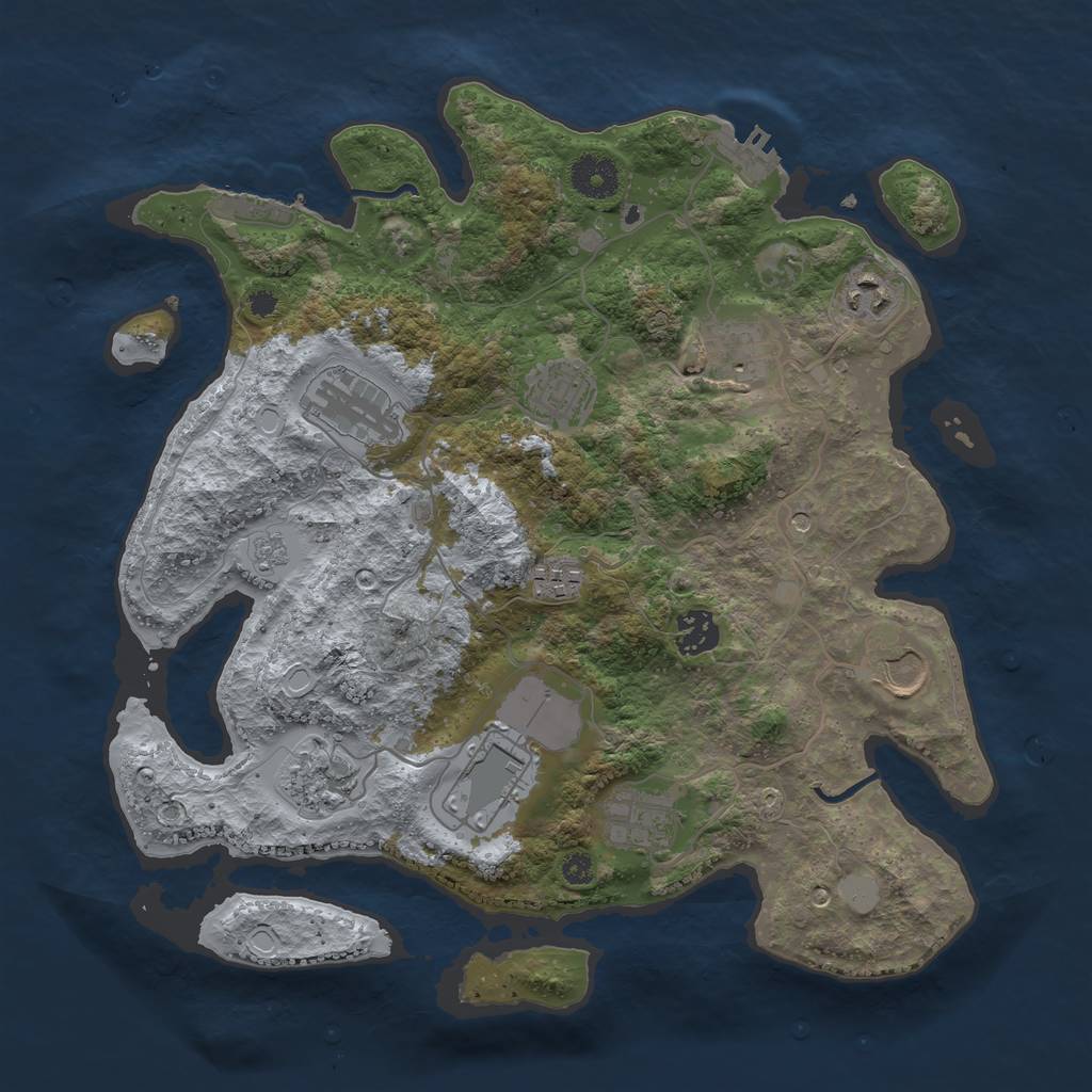 Rust Map: Procedural Map, Size: 3550, Seed: 42465808, 17 Monuments