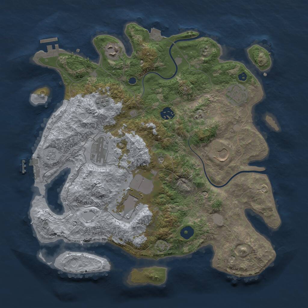 Rust Map: Procedural Map, Size: 3550, Seed: 42465808, 13 Monuments