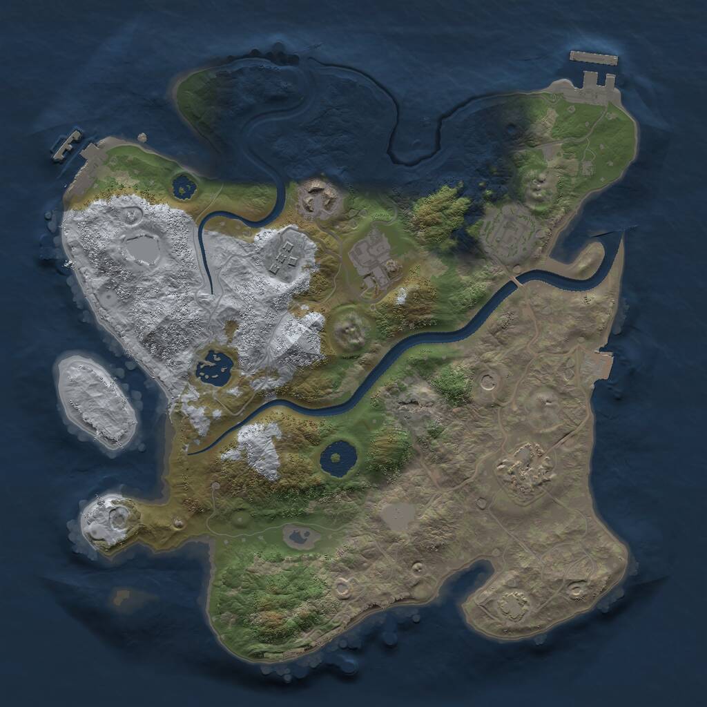 Rust Map: Procedural Map, Size: 3000, Seed: 1223764243, 11 Monuments