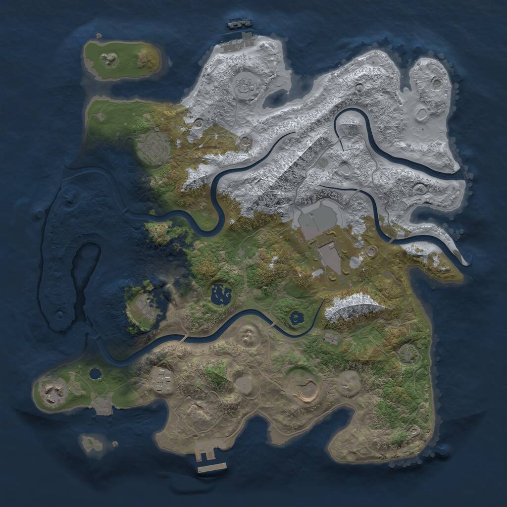 Rust Map: Procedural Map, Size: 3550, Seed: 2145867513, 13 Monuments