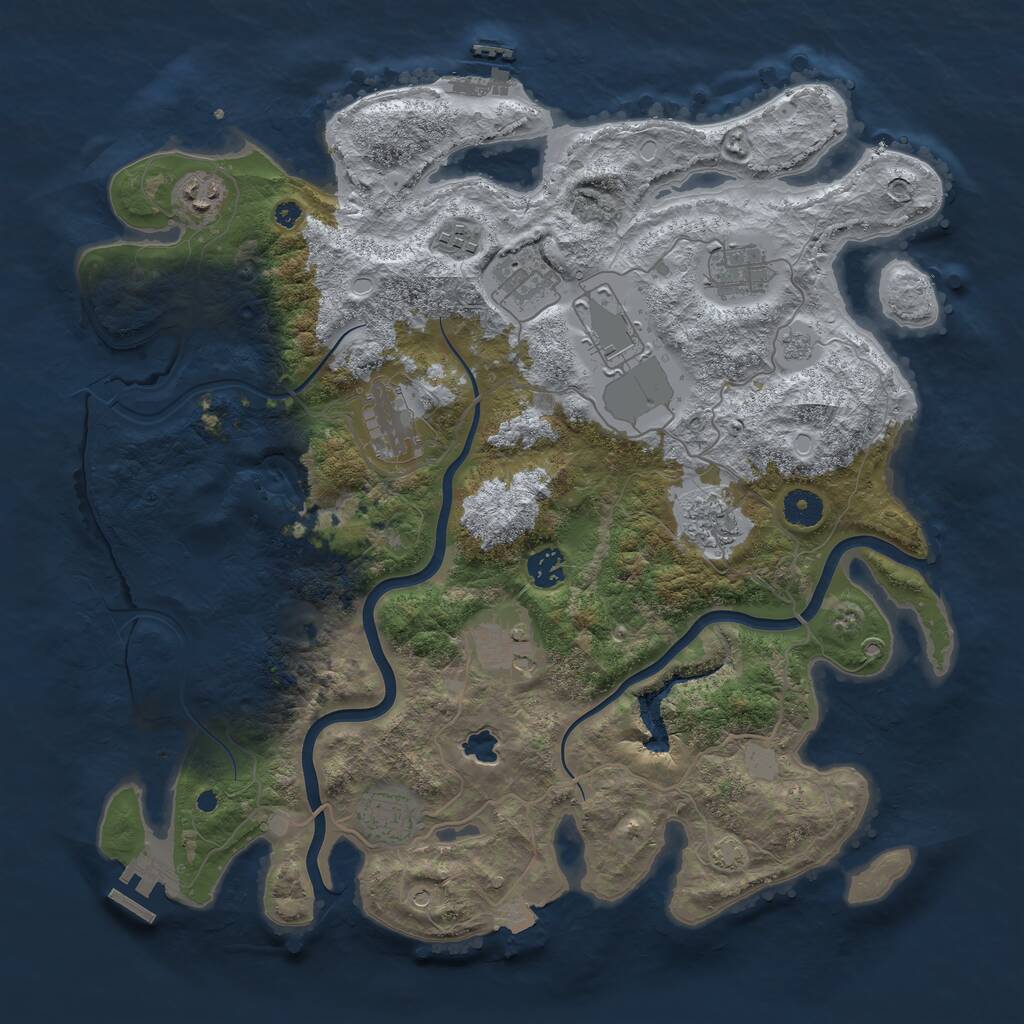 Rust Map: Procedural Map, Size: 4000, Seed: 1921675140, 16 Monuments
