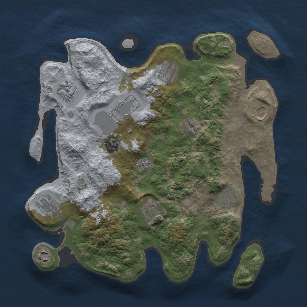 Rust Map: Barren, Size: 3500, Seed: 1585127294, 13 Monuments