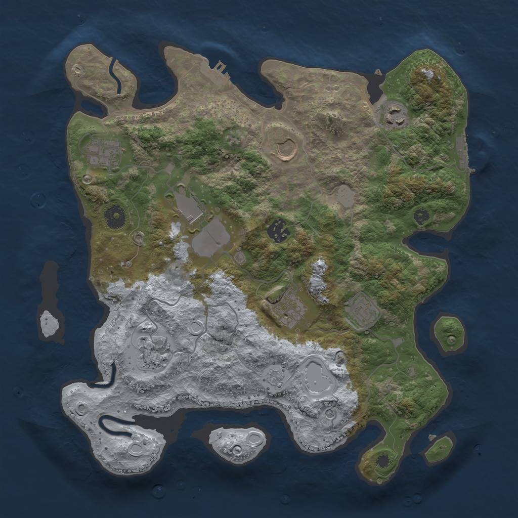 Rust Map: Procedural Map, Size: 3500, Seed: 29372, 15 Monuments
