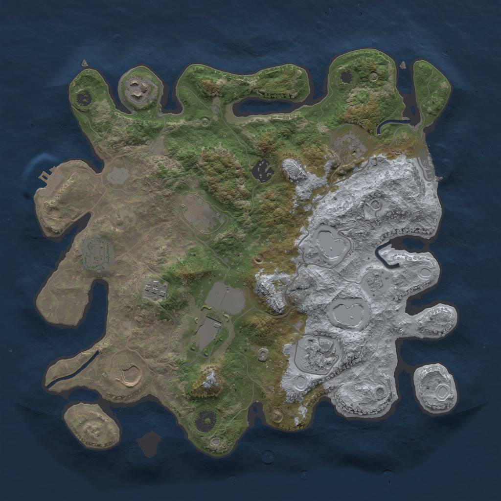 Rust Map: Procedural Map, Size: 3500, Seed: 743882343, 16 Monuments