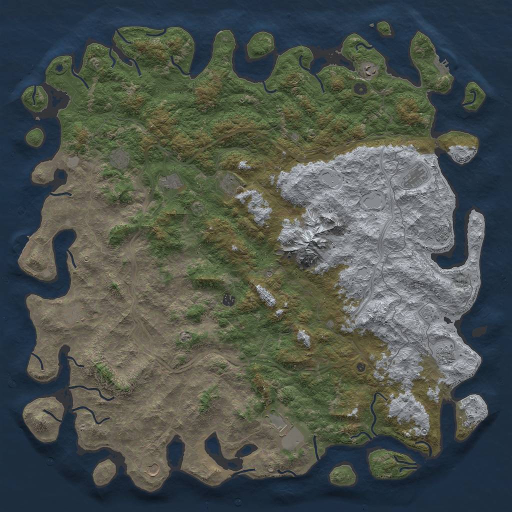 Rust Map: Procedural Map, Size: 6000, Seed: 38888, 18 Monuments