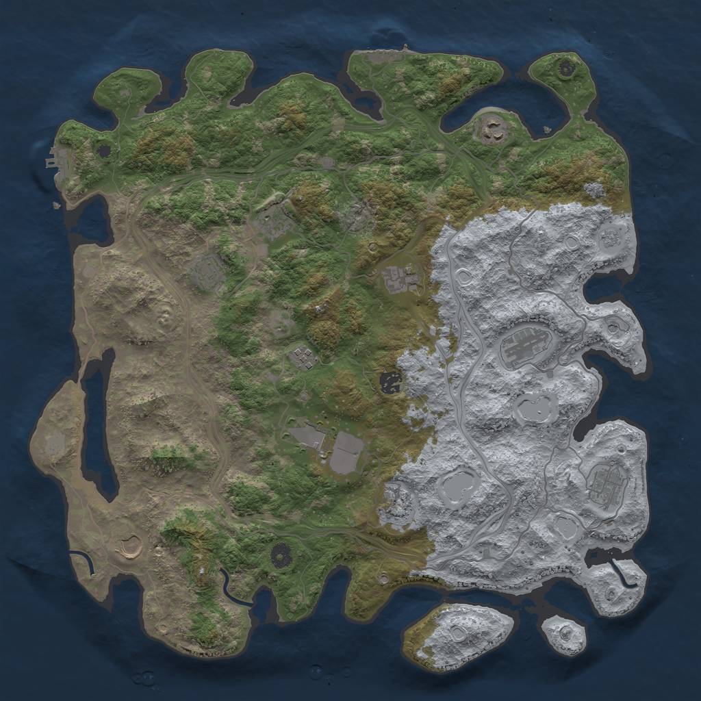 Rust Map: Procedural Map, Size: 4500, Seed: 611873503, 18 Monuments