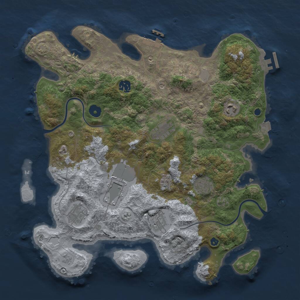 Rust Map: Procedural Map, Size: 3700, Seed: 29372, 14 Monuments