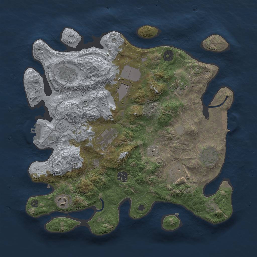 Rust Map: Procedural Map, Size: 3500, Seed: 1645561213, 16 Monuments