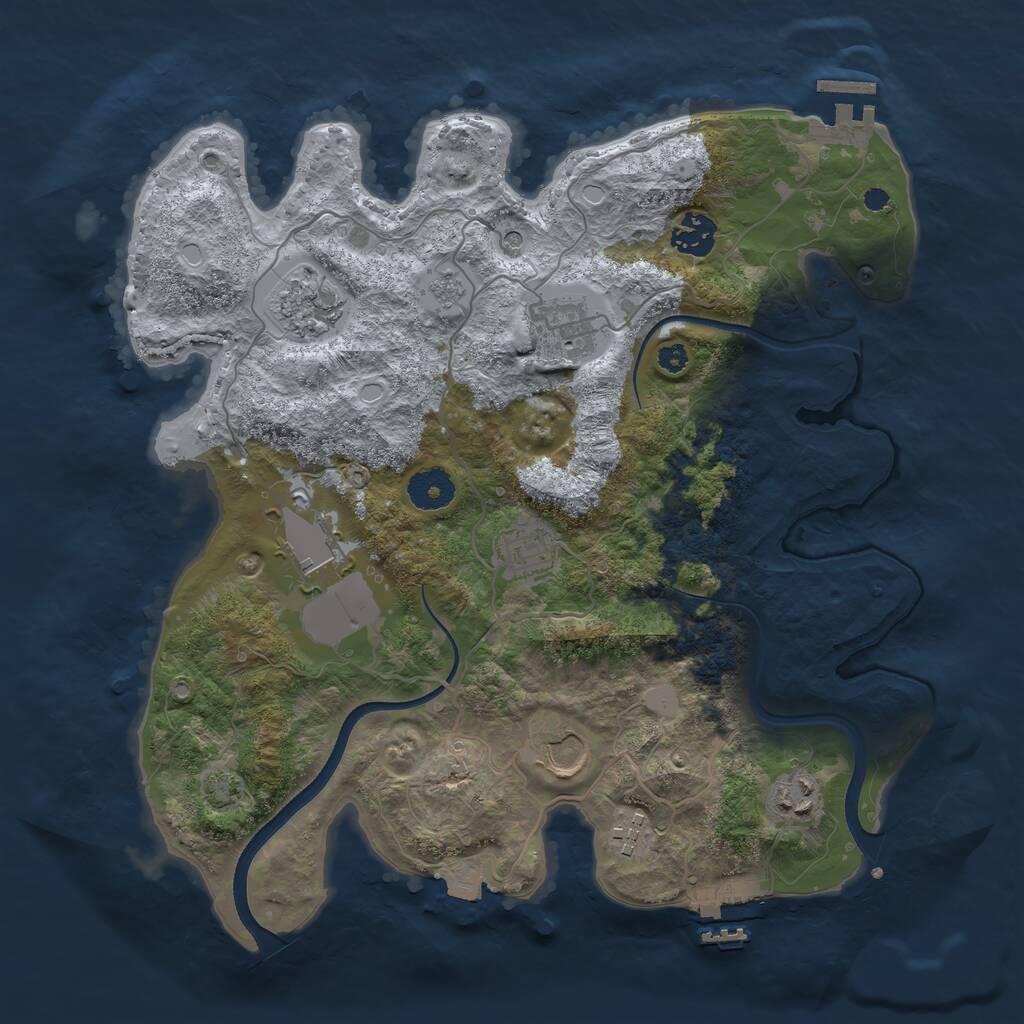 Rust Map: Procedural Map, Size: 3500, Seed: 1306547245, 14 Monuments