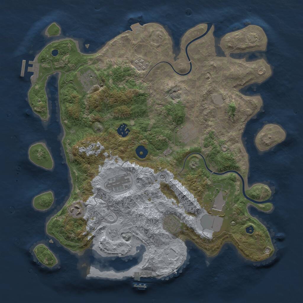 Rust Map: Procedural Map, Size: 3700, Seed: 944065306, 14 Monuments