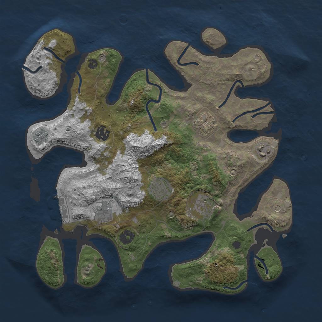 Rust Map: Procedural Map, Size: 3400, Seed: 2343410, 11 Monuments