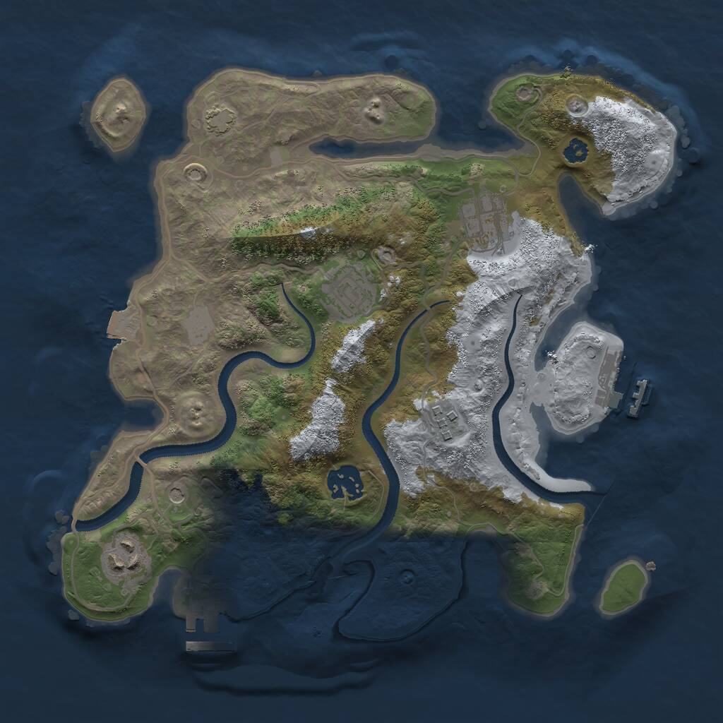 Rust Map: Procedural Map, Size: 3000, Seed: 737737, 10 Monuments