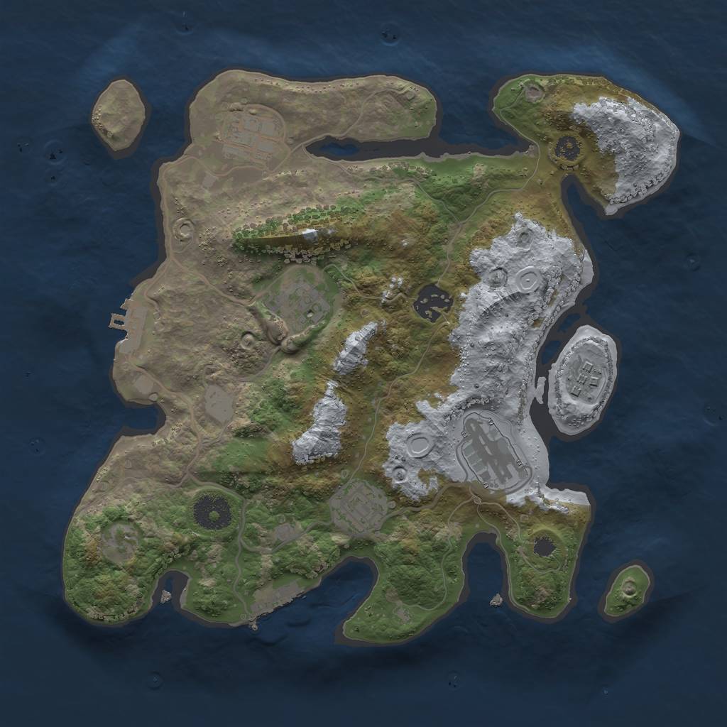 Rust Map: Procedural Map, Size: 3000, Seed: 737737, 11 Monuments