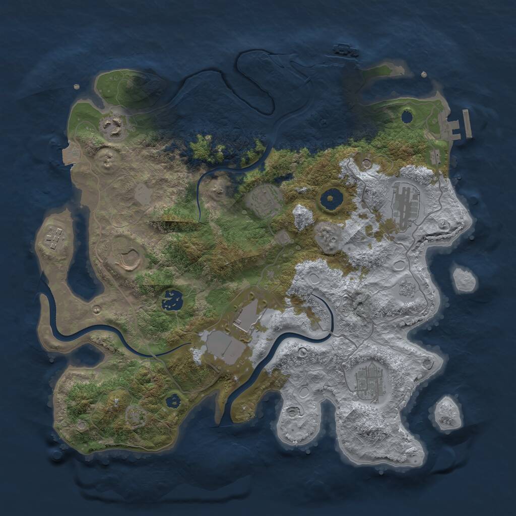 Rust Map: Procedural Map, Size: 3600, Seed: 25320, 14 Monuments
