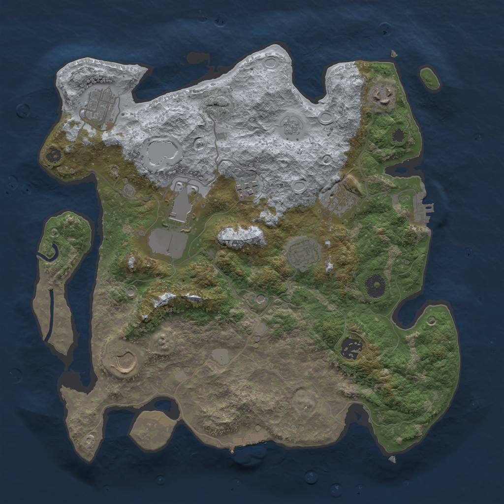 Rust Map: Procedural Map, Size: 3500, Seed: 952371, 15 Monuments